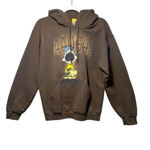 Peanuts Charlie Brown AAGGHH Hoodie Brown Pullover Sweatshirt Size Small